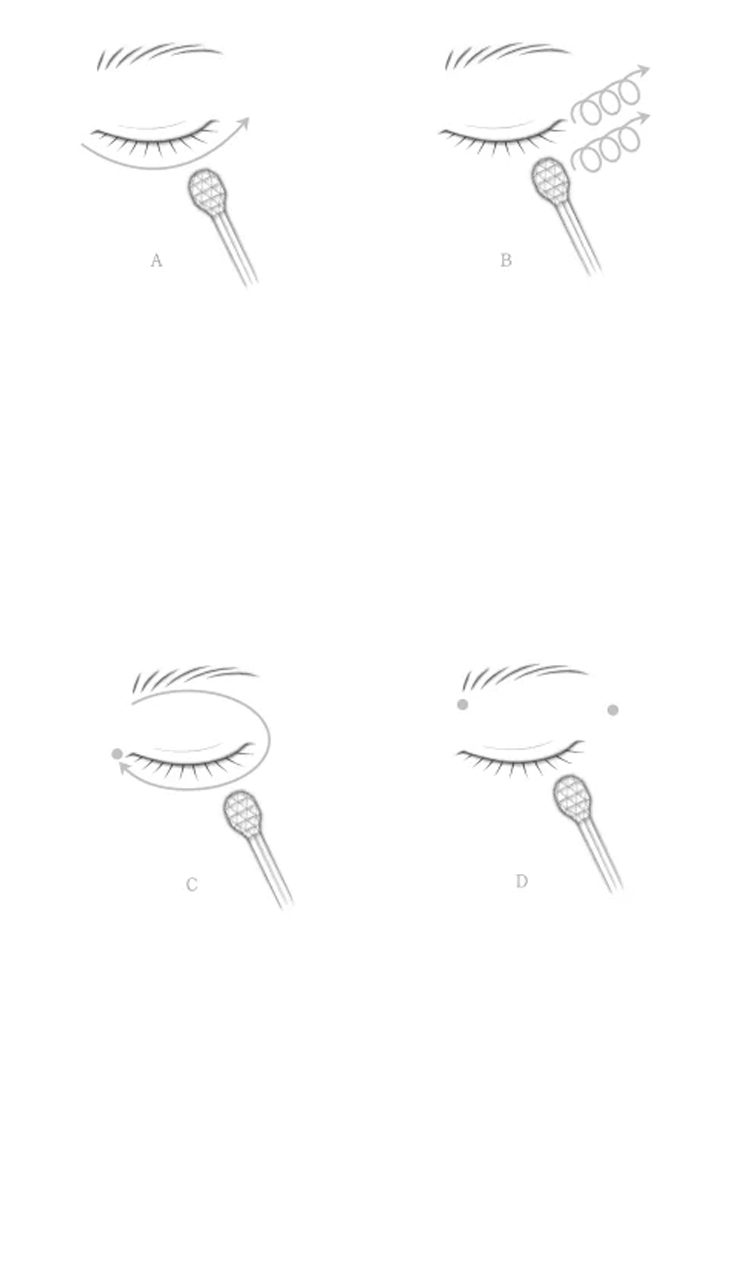 Schéma de l'outil de massage pour crème rehaussante contour des yeux suprême